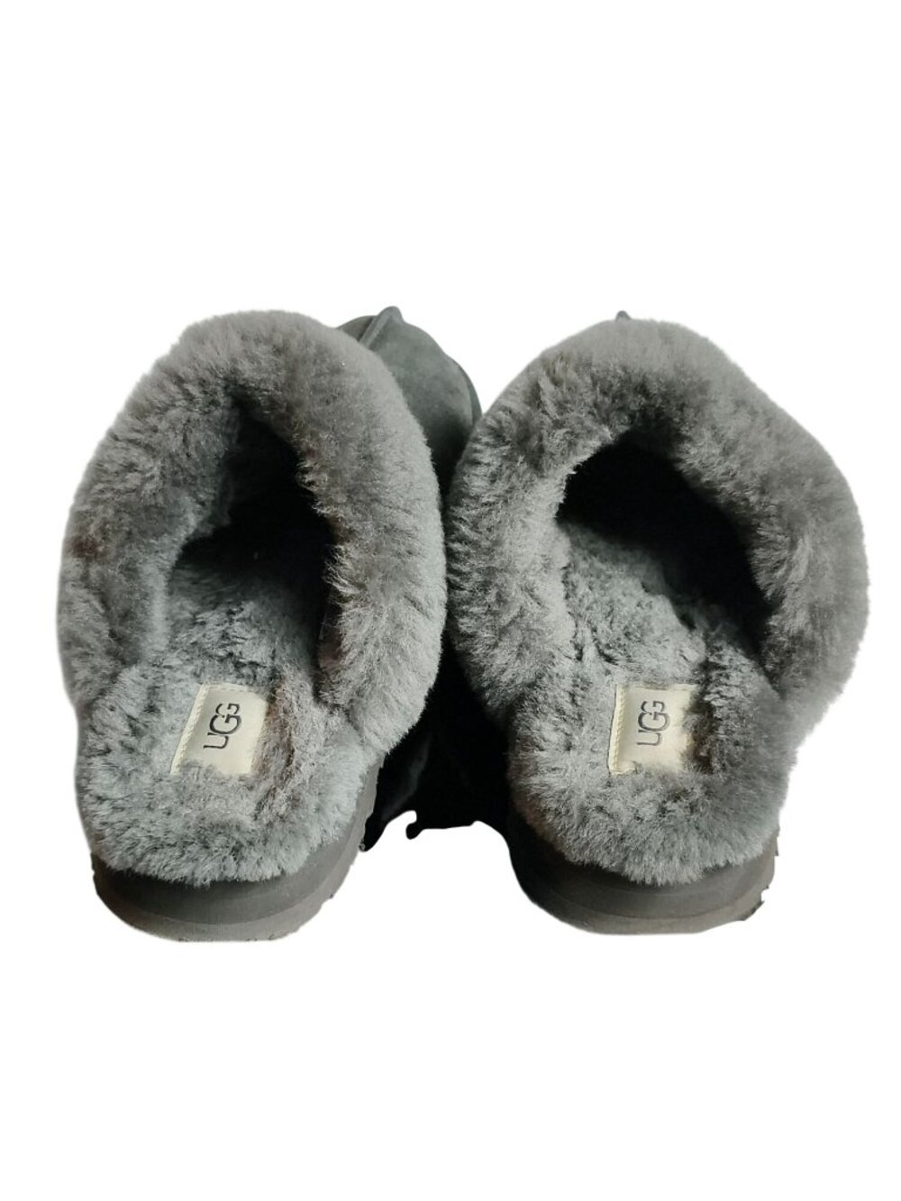 UGG Womens 10 Disquette Slipper Platform Gray Suede Sheepskin Lined Cozy Durable - Picture 6 of 10
